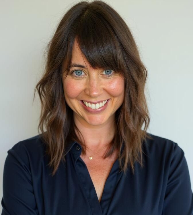 Jessica Fern in blue shirt